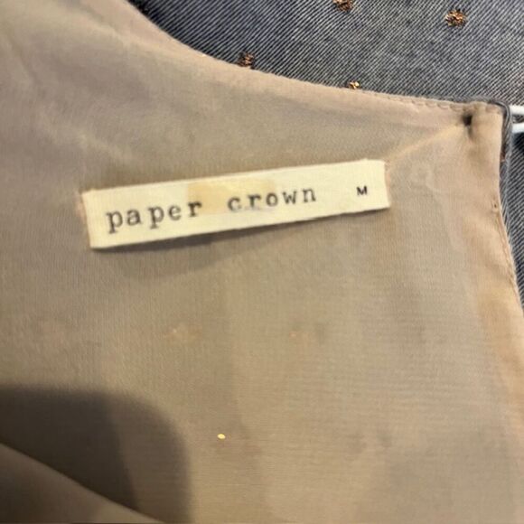 Paper Crown Copper Dot Maternity Dress Prairie Style Baby Doll Gray Size Med - Picture 8 of 15